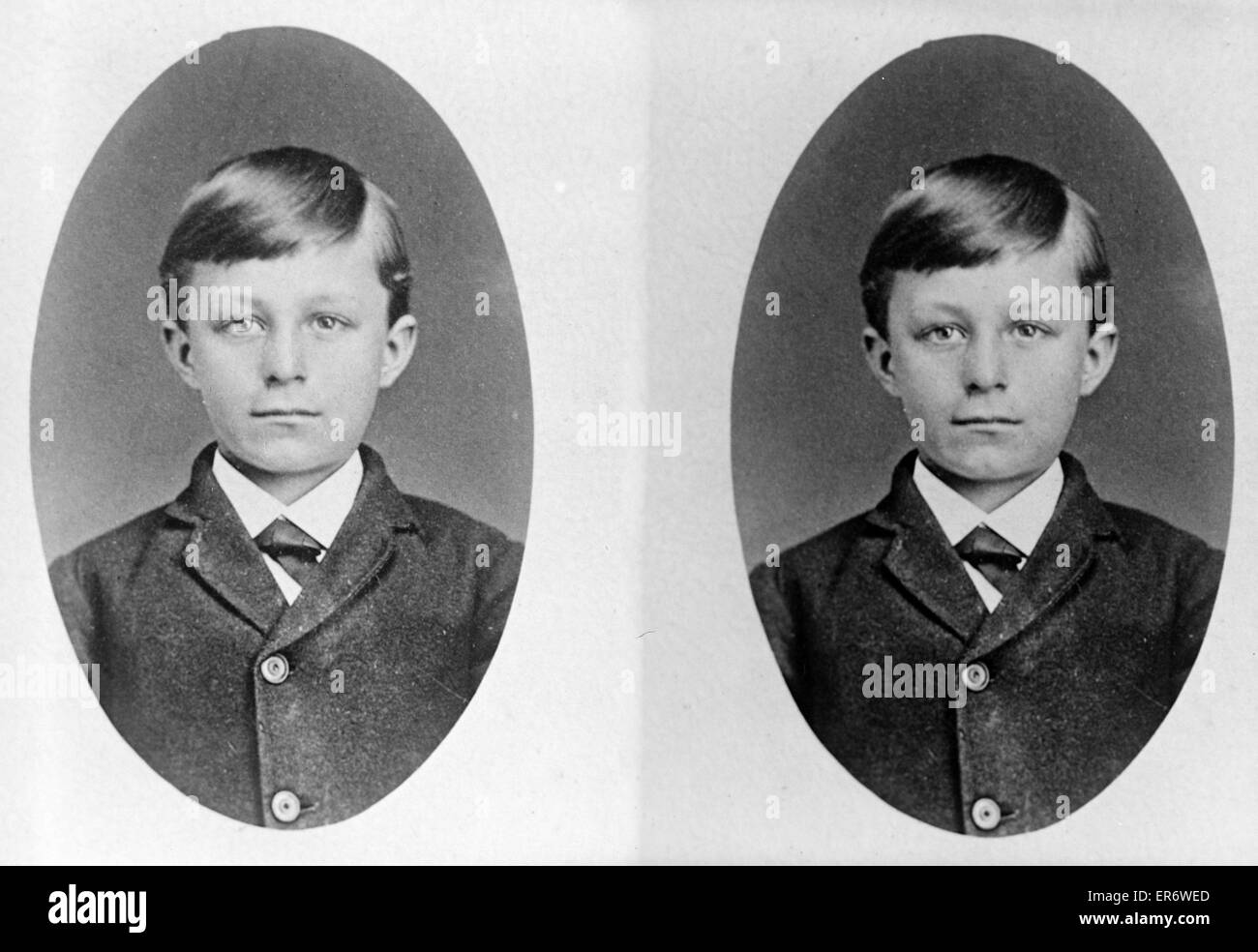 Childhood portrait of Wilbur Wright. Date between 1901 and 1928. Stock Photo
