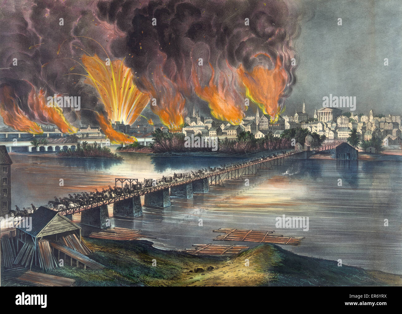 The fall of Richmond, Va. on the night of April 2d. 1865 Stock Photo