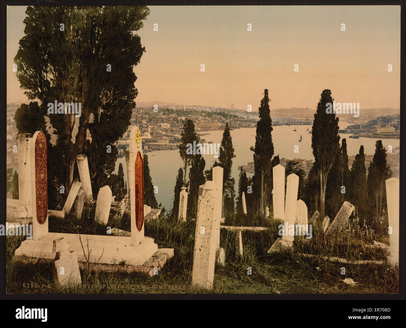 A part of the Eyoub (i.e., Uyup) cemetery, I, Constantinople Stock Photo