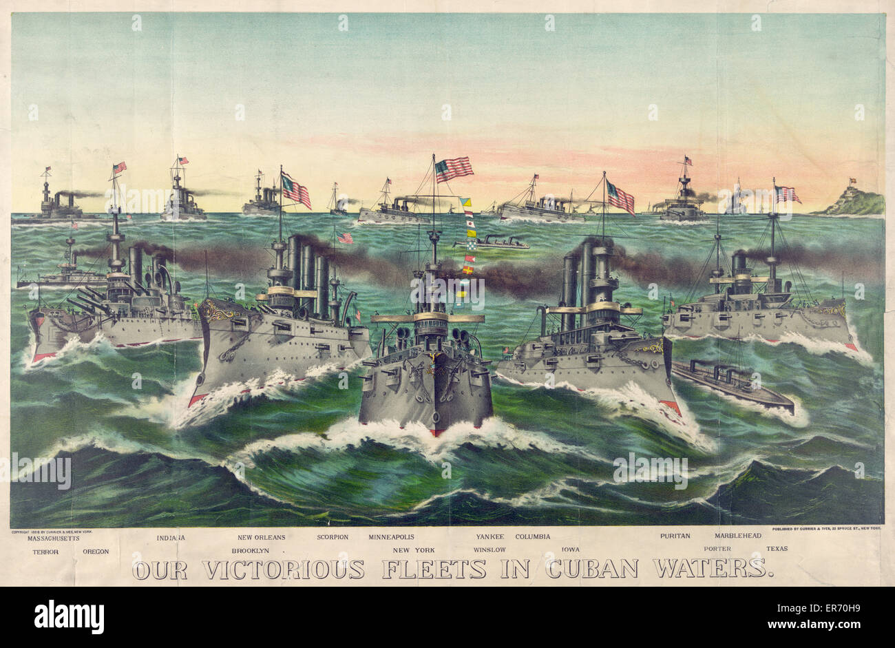 Our victorious fleets in Cuban waters. Date c1898. Stock Photo