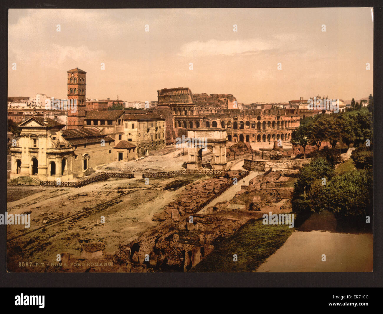 Forum Romanum from the Palatine, Rome, Italy. Date between ca. 1890 and ca. 1900. Stock Photo