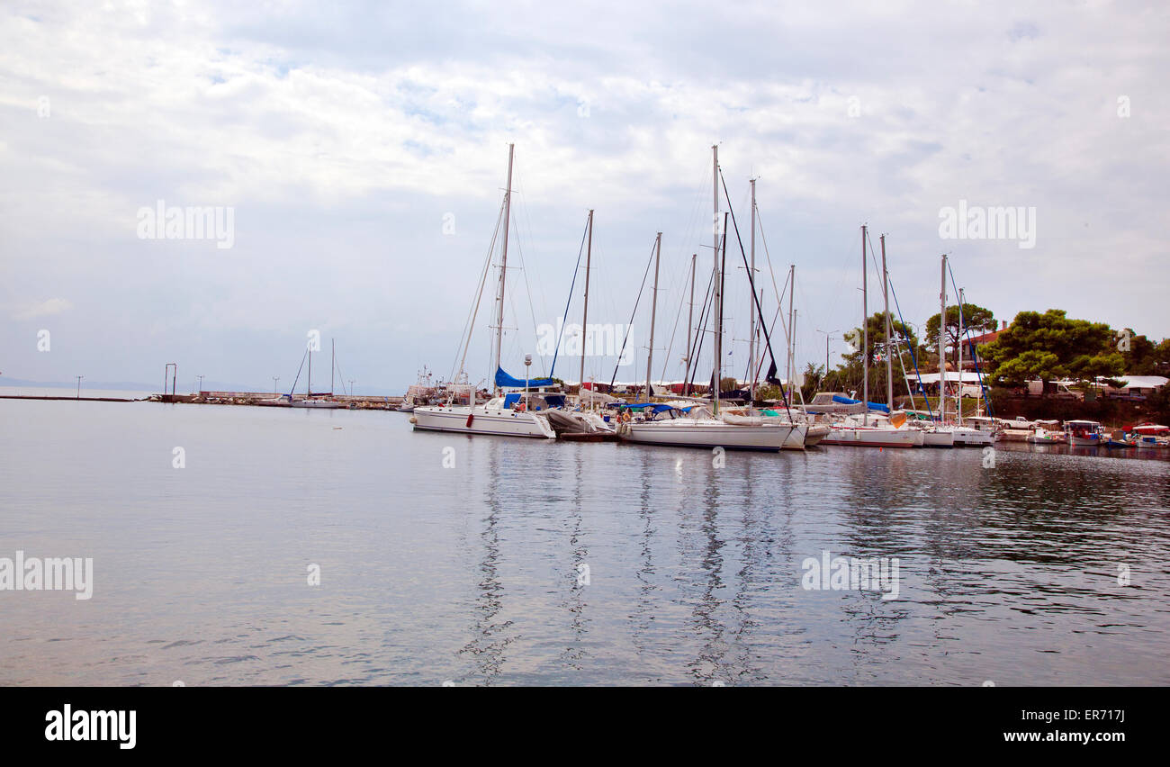 Small port in Neos Marmaras village, Greece Stock Photo