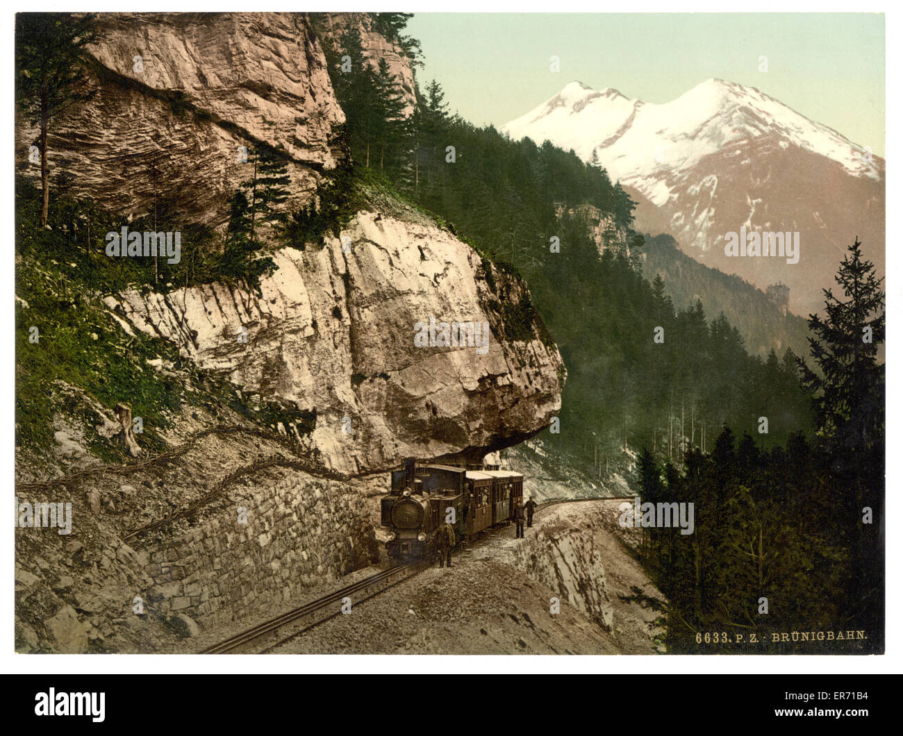 The railway between Passhohe and Meiringen, Brunig, Bernese Stock Photo