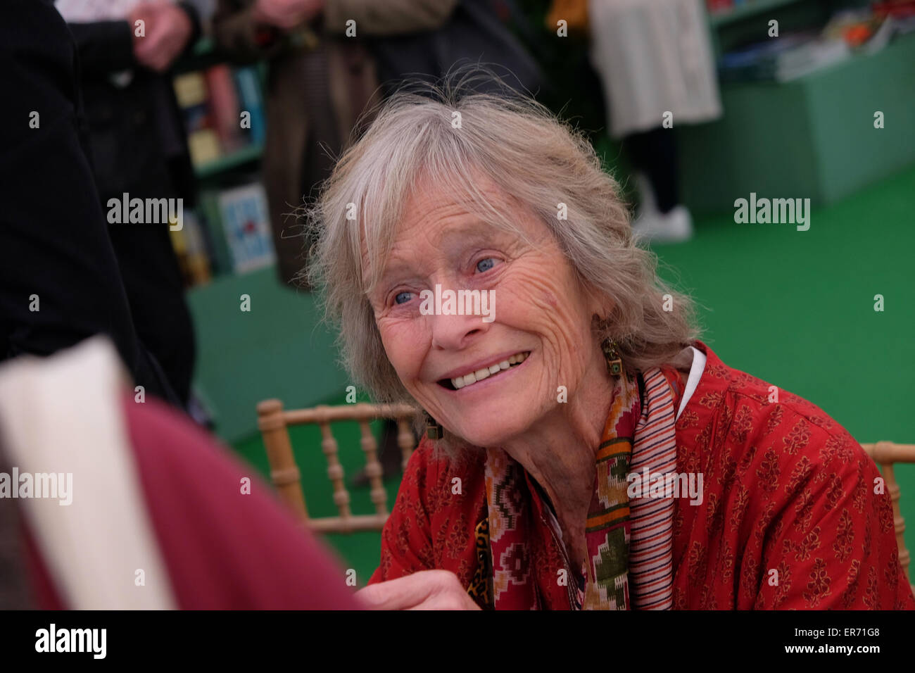 Hay Festival, Powys, Wales - May 2015  - Actress, author and wildlife animal campaigner Virginia McKenna signing her Born Free Foundation books for readers and fans in the Hay Festival bookshop. Stock Photo