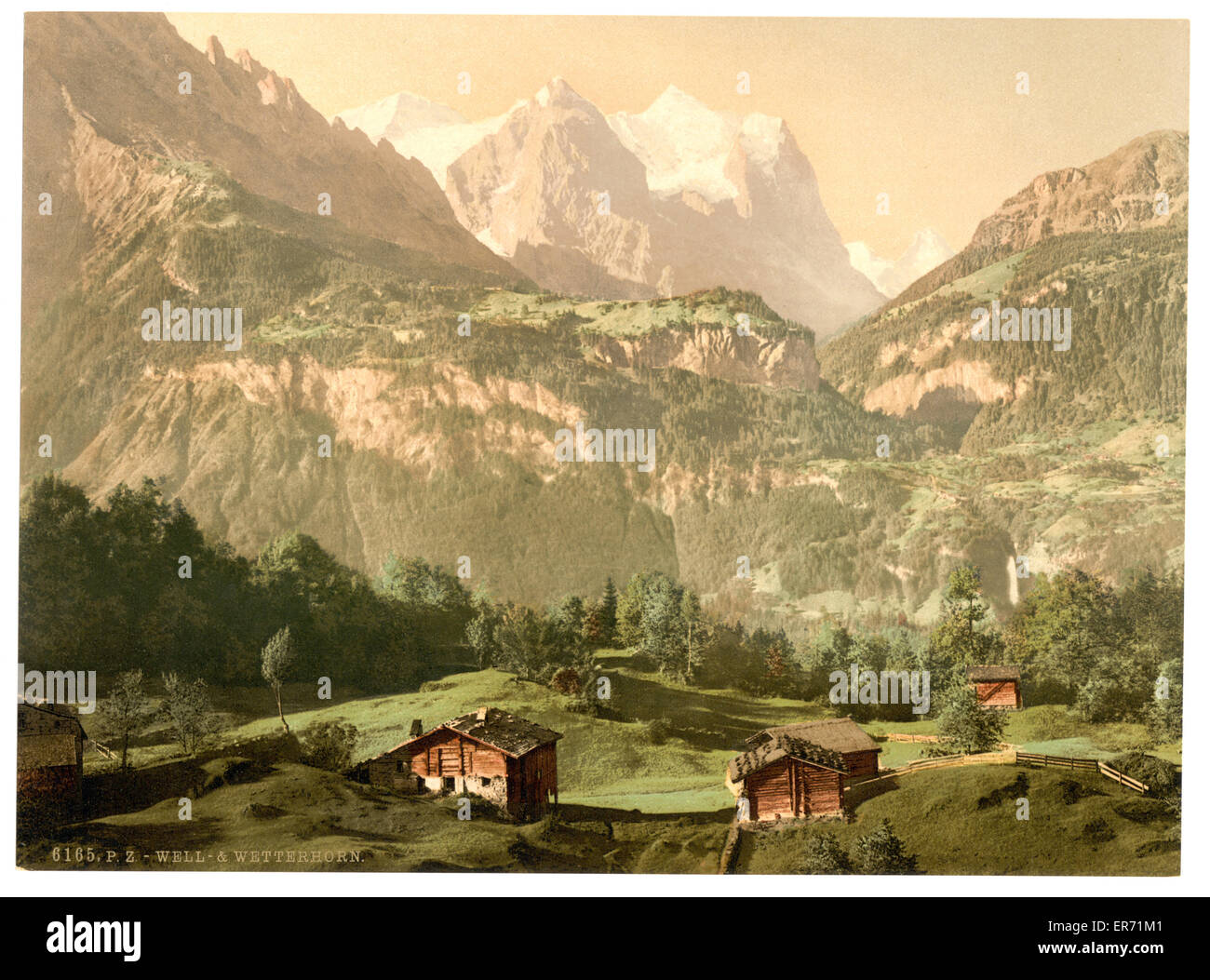 Tirage Albuminé Vintage De Suisse - Vue Du Wetterhorn, Moench Et Eiger, Circa 1880, Format 8,5x17 Cm