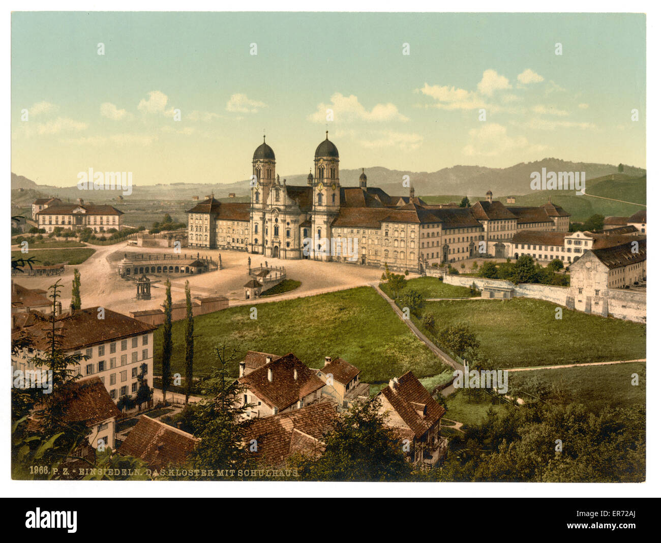 Einsiedeln, schoolhouse and monastery, Lake Lucerne, Switzer Stock Photo