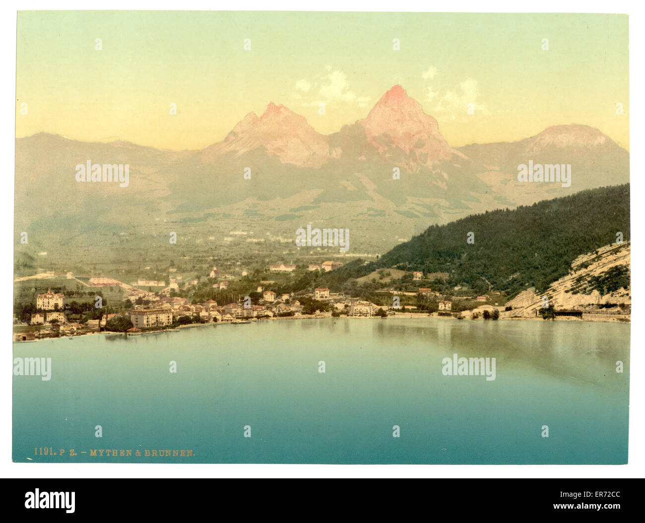 Brunen Lake Rocks Mythen and the Brunnen, Lake Lucerne, Switzerland Stock Photo - Alamy