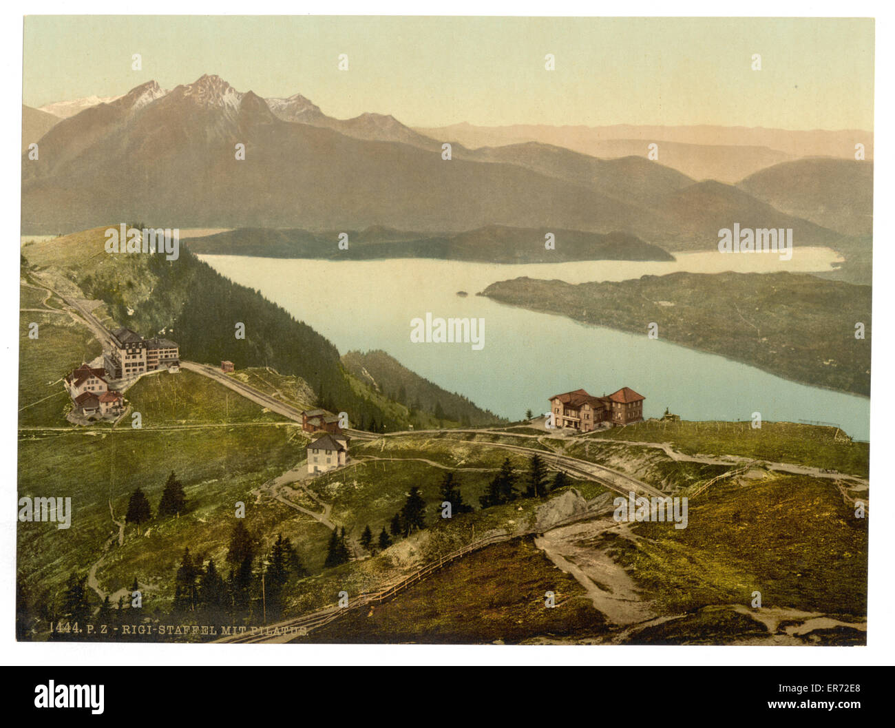 Staffel and Mount Pilatus, Rigi, Switzerland Stock Photo