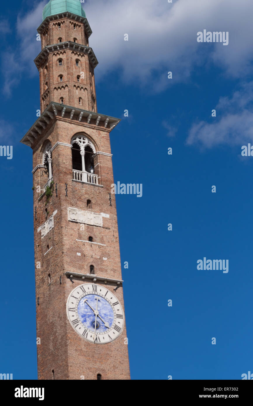 The Torre Bissara and Basilica Palladiana in the Piazza dei Signori in Vicenza Italy. Stock Photo