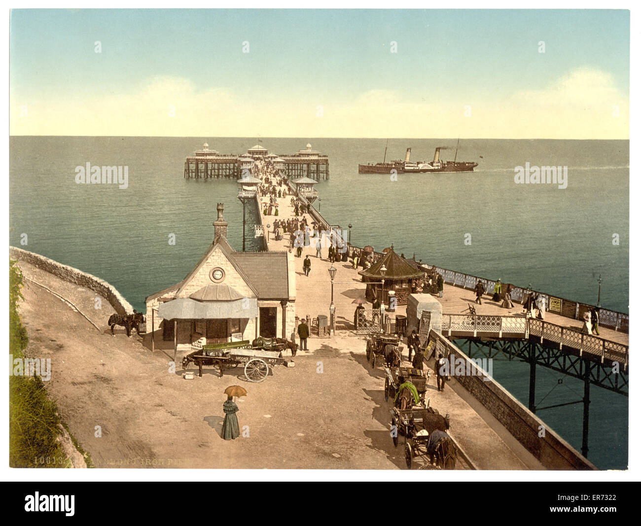 Iron pier, Llandudno, Wales. Date between ca. 1890 and ca. 1900. Stock Photo