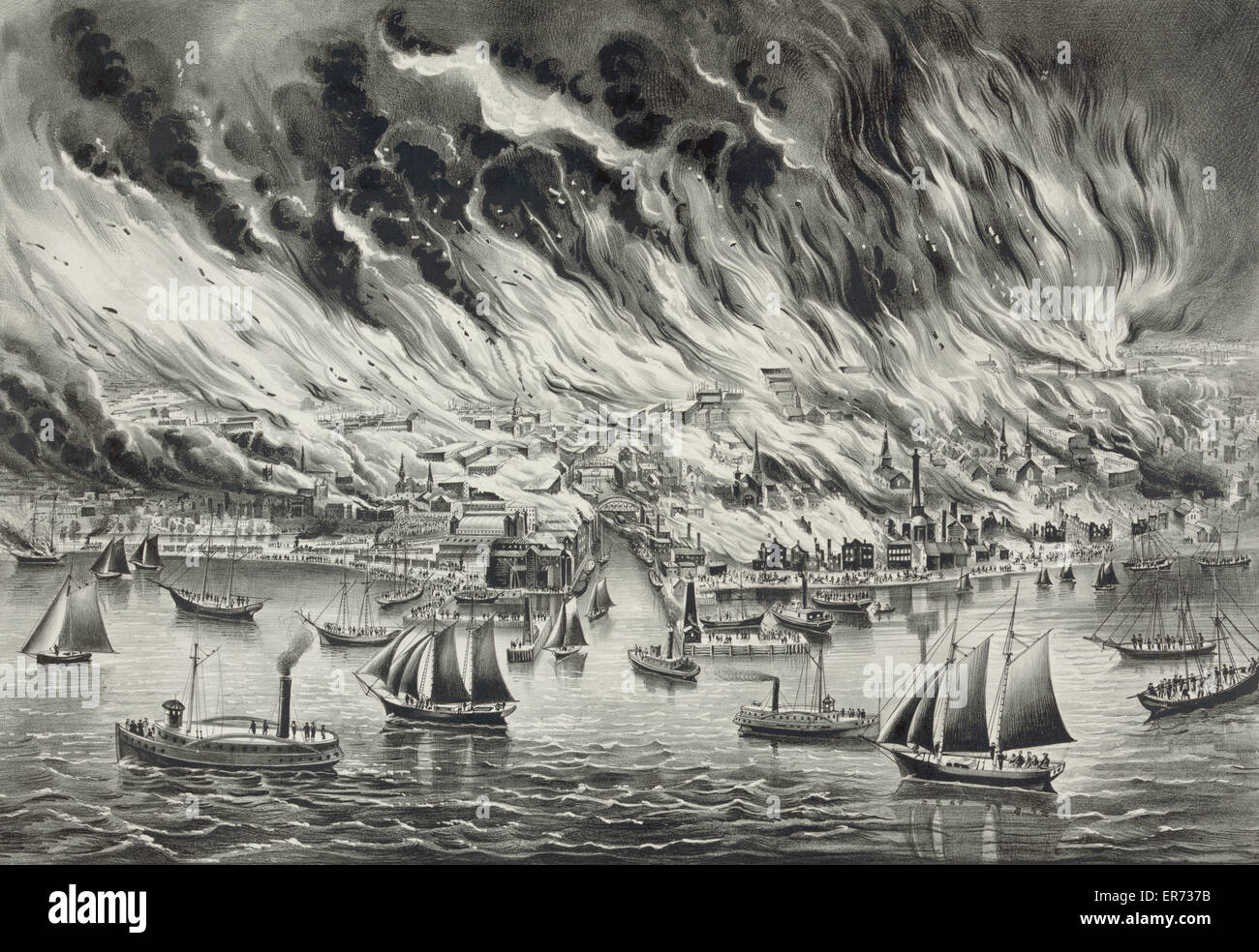 The great fire at Chicago, Octr. 8th 1871 Stock Photo
