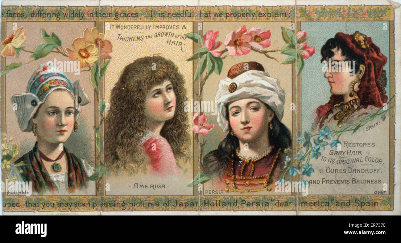 Patent medicine label for unnamed women's hair tonic which r Stock Photo