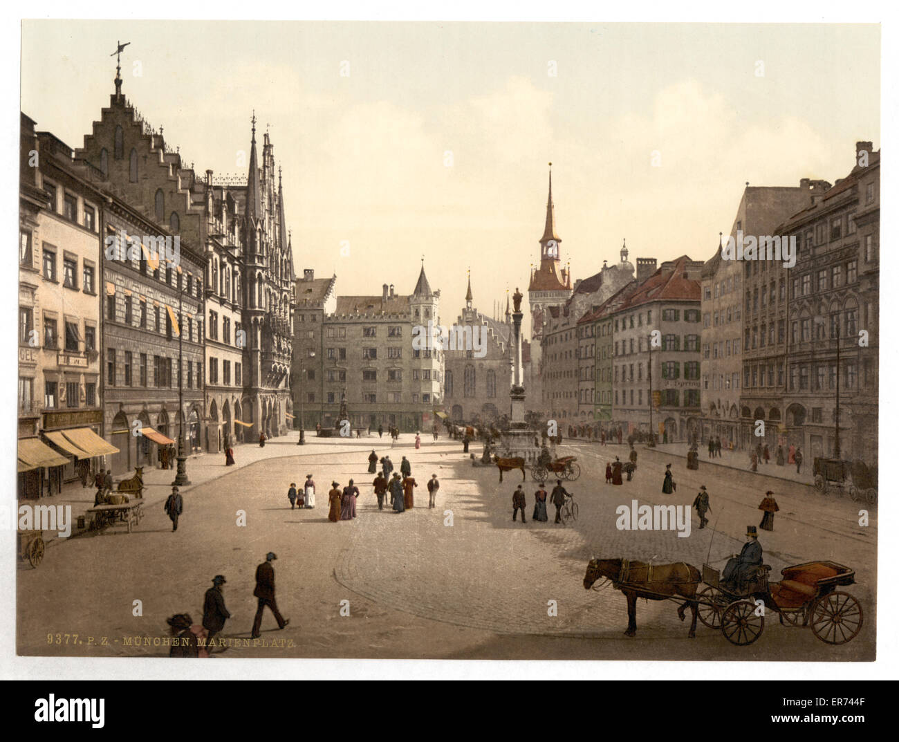 Marienplatz, Munich, Bavaria, Germany. Date between ca. 1890 and ca. 1900. Stock Photo