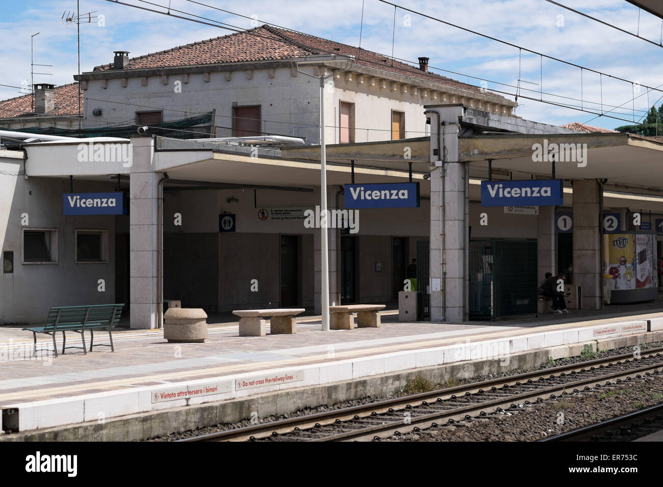 Train station in Vicenza Italy. Stazione Ferroviaria di Vicenza. Stock Photo