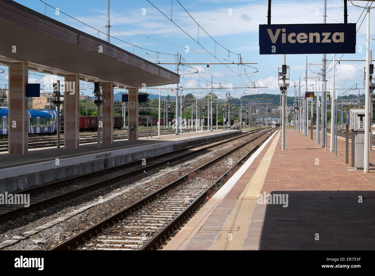 Train station in Vicenza Italy. Stazione Ferroviaria di Vicenza. Stock Photo