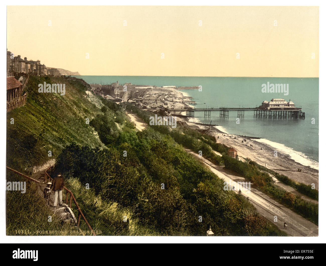 The beach and pier, Folkestone, England Stock Photo Alamy