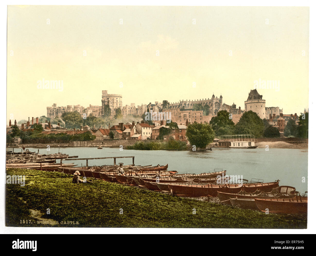 Windsor, view of the castle from the river, London and suburbs, England. Date between ca. 1890 and ca. 1900. Stock Photo