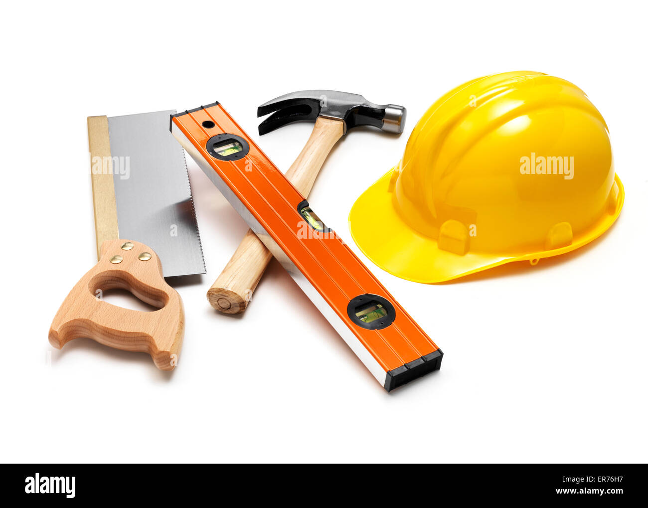 Selection of work tools isolated on a white background Stock Photo