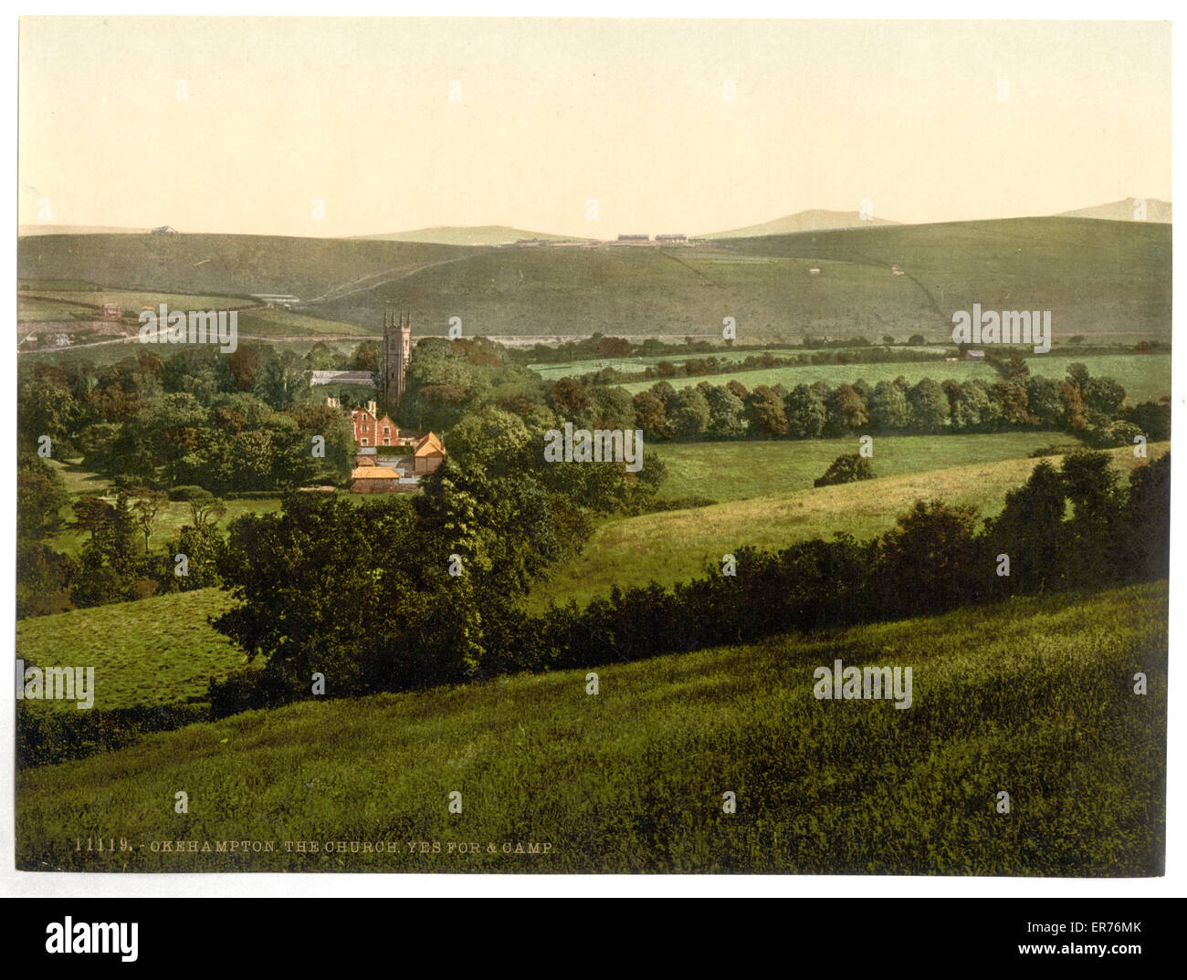 Church, Yes-Tor and Beacon, Okehampton, England Stock Photo