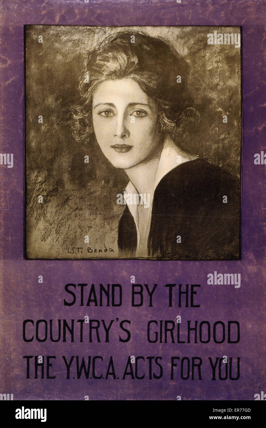 Stand by the country's girlhood - The YWCA acts for you. Poster showing a portrait of a young woman. Date 1918. Stock Photo