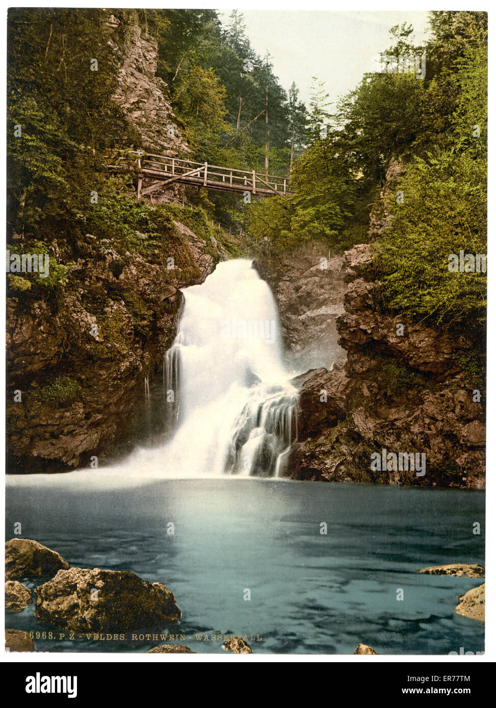 Triglav, Rothwein (i.e., Rotwein), and waterfall, Carniola, Austro-Hungary. Date between ca. 1890 and ca. 1900. Stock Photo