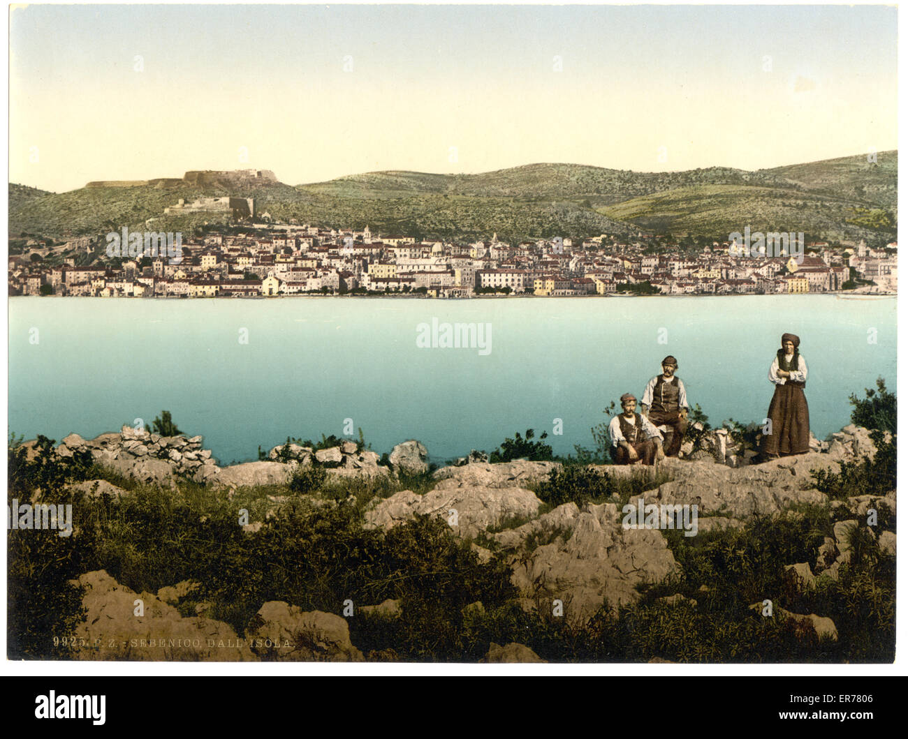 Sebenico, from the island, Dalmatia, Austro-Hungary. Date between ca. 1890 and ca. 1900. Stock Photo