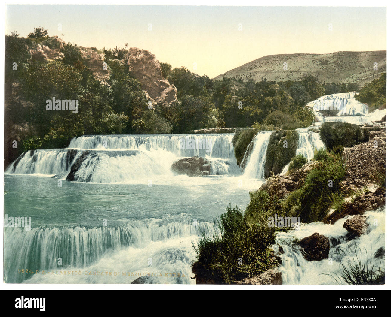 Sebenico, middle falls of the Kerka, Dalmatia, Austro-Hungary. Date between ca. 1890 and ca. 1900. Stock Photo