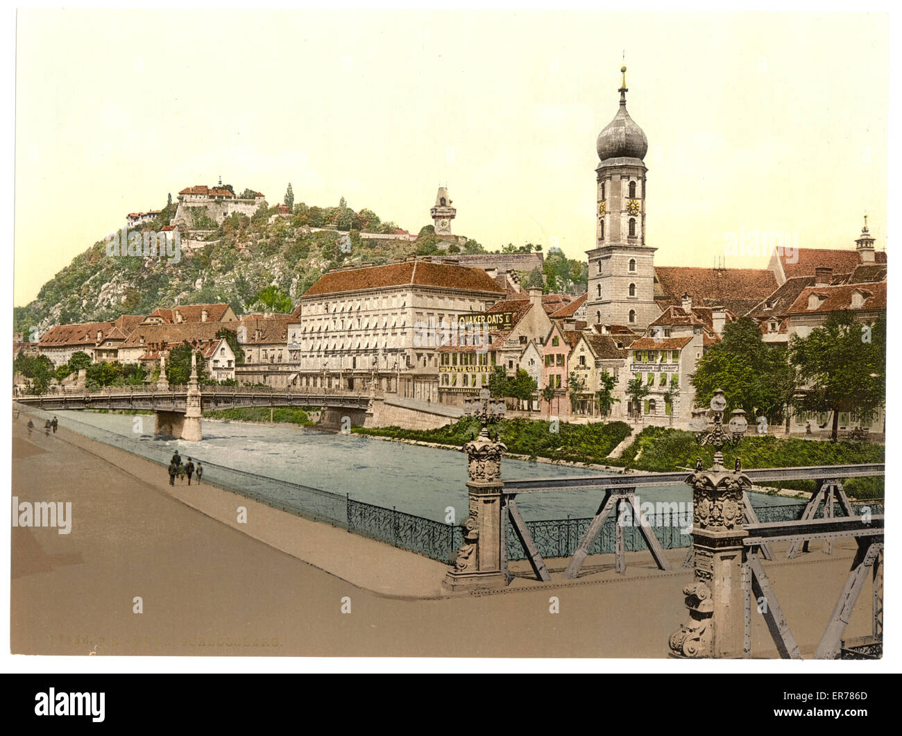 The Schlossberg from Hotel Florian, Styria, Austro-Hungary Stock Photo