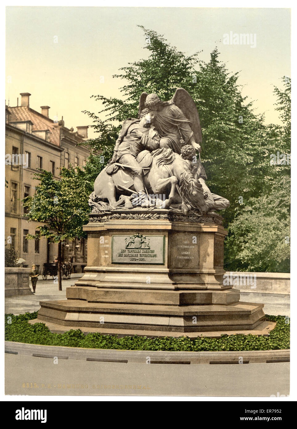 Warriors' Monument, 1870-71, Hamburg, Germany. Date between ca. 1890 and ca. 1900. Stock Photo