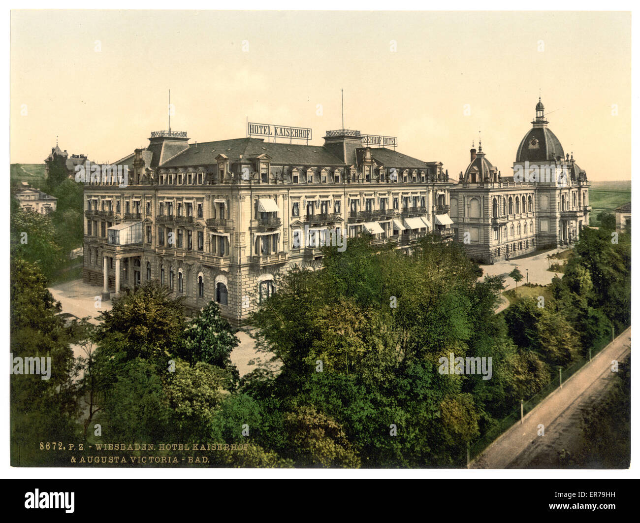 Hotel Kaiserhof and Augusta Victoria Baths, Wiesbaden, Hesse Stock Photo