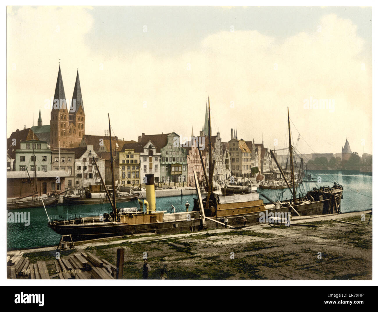 General view, Lubeck, Germany. Date between ca. 1890 and ca. 1900. Stock Photo
