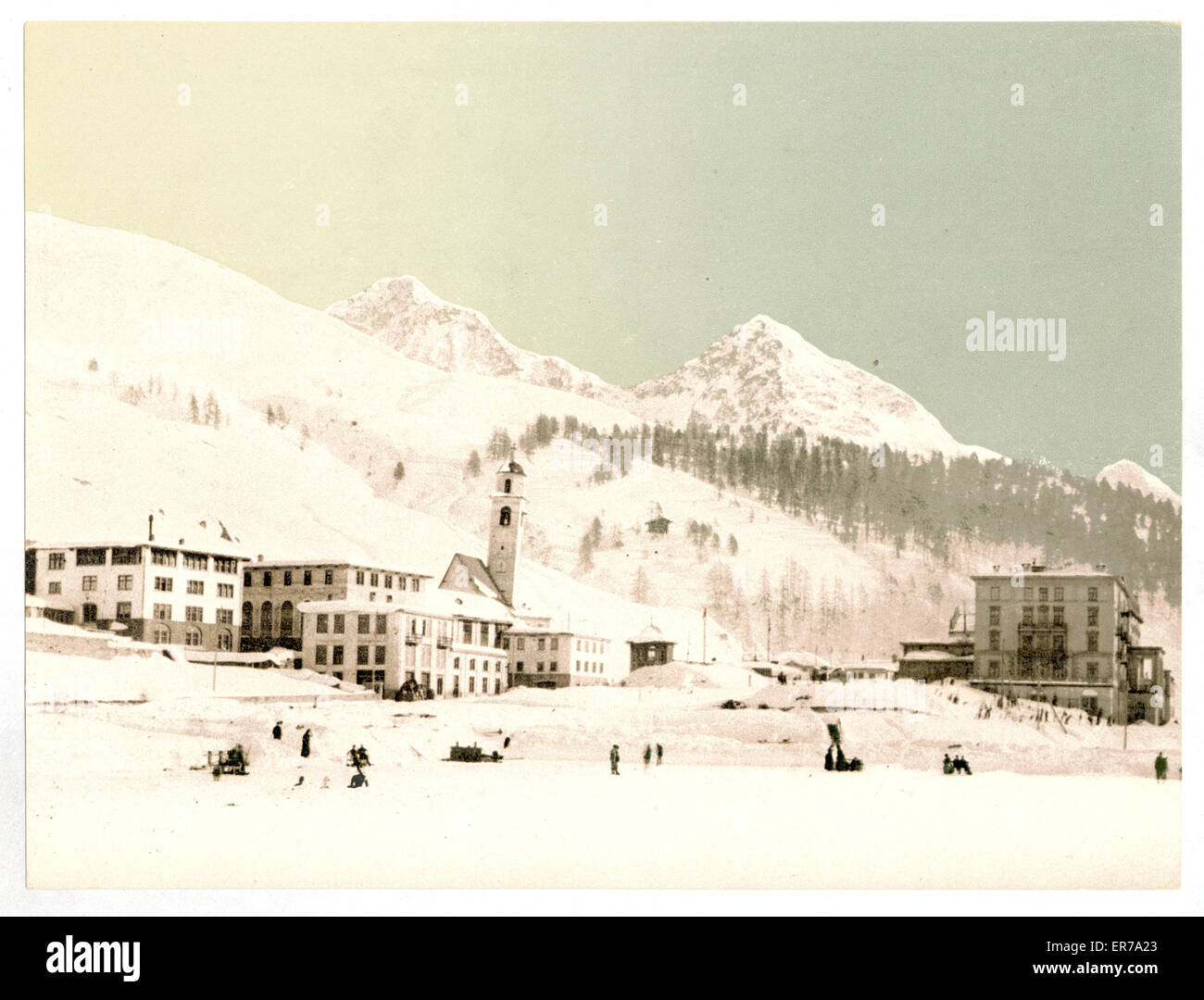 St. Moritz, Grisons, Switzerland, in winter (reversed) Stock Photo