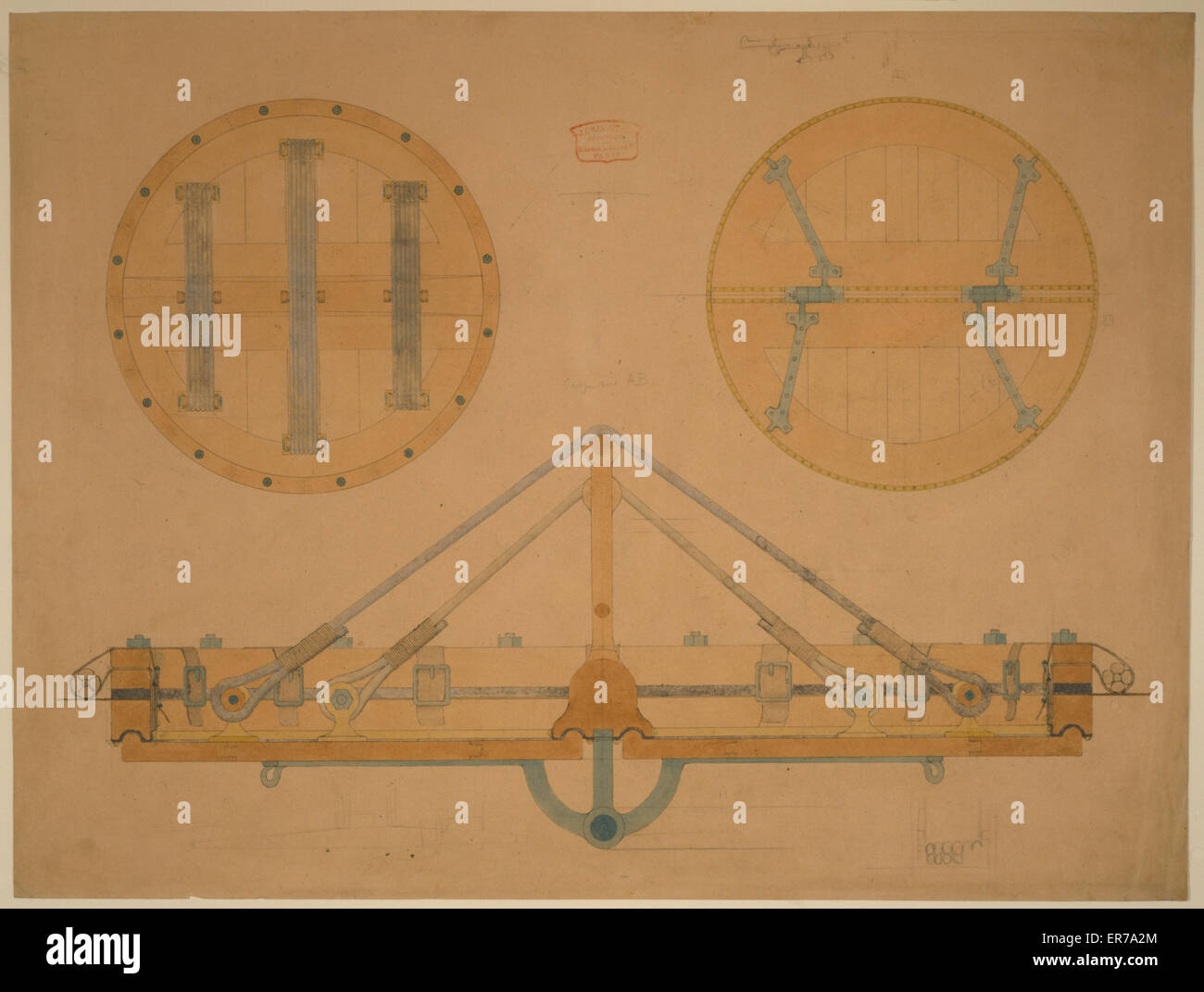 Scaled design drawing for the valve assembly of a balloon, i Stock Photo