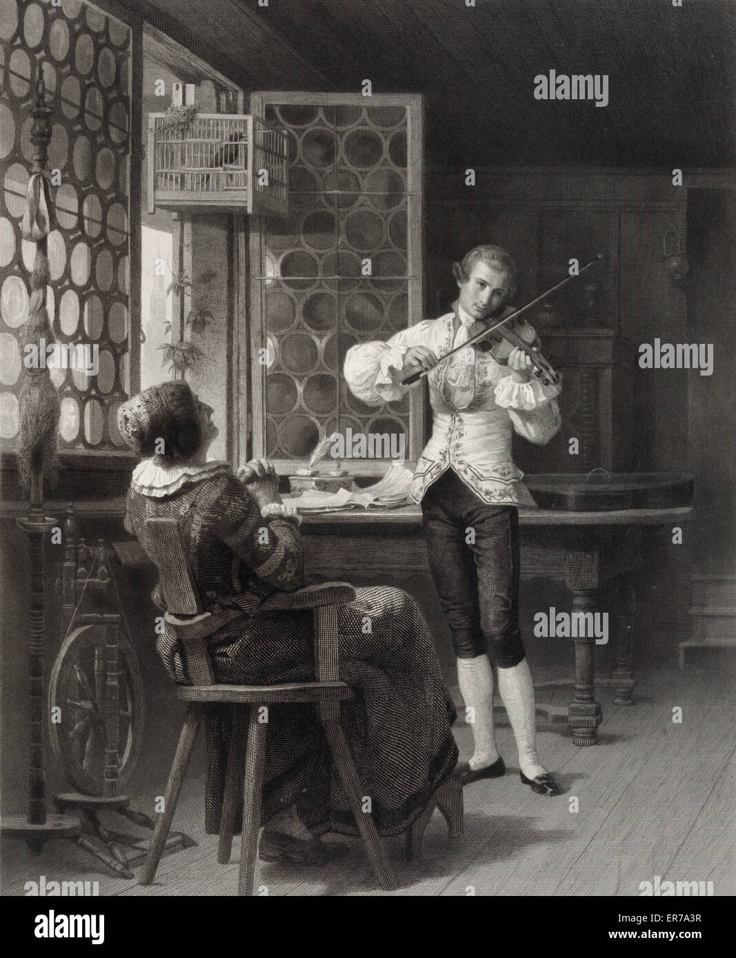 Harmony. Man playing violin to woman Stock Photo Alamy