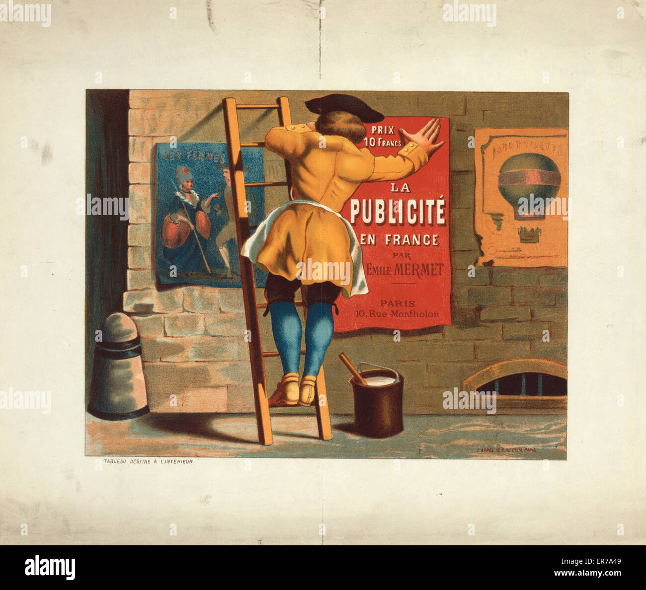 Man posting an advertisement for La publicite en France par Stock Photo