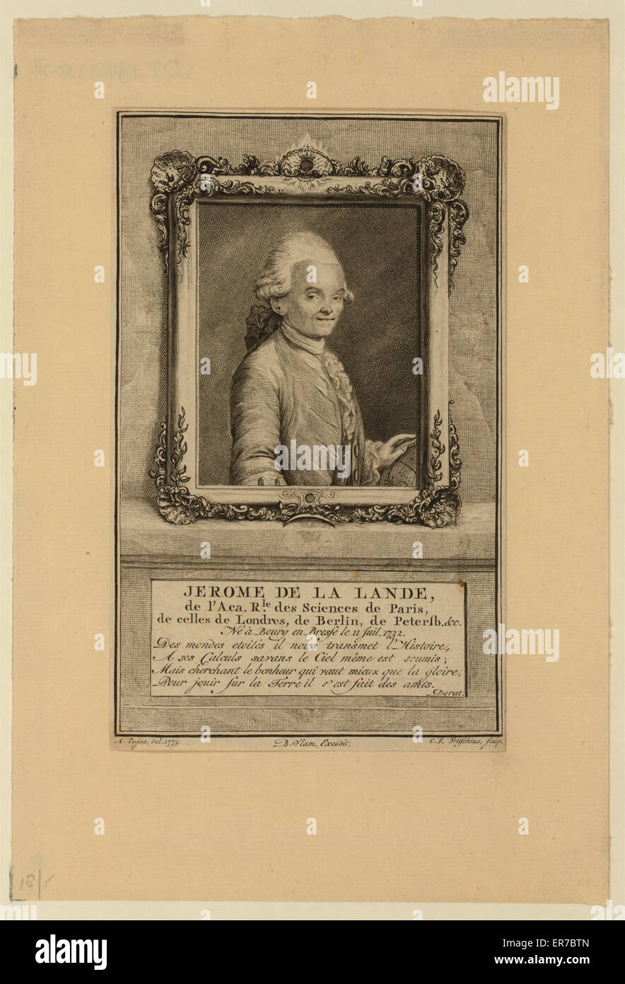 Jerome de La Lande, de l'Aca. rle. des sciences de Paris, de Stock Photo