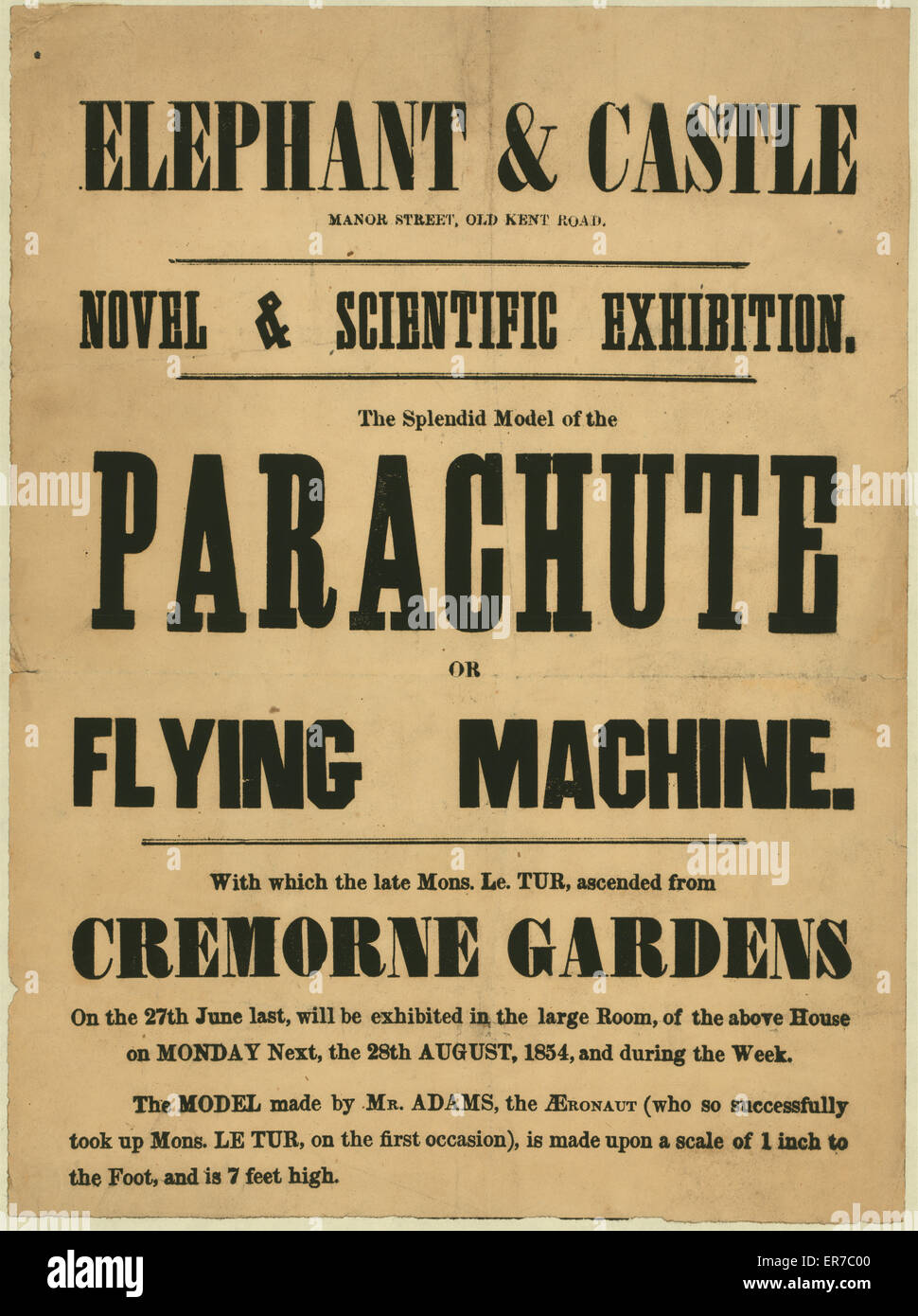 The splendid model of the parachute or flying machine, with Stock Photo