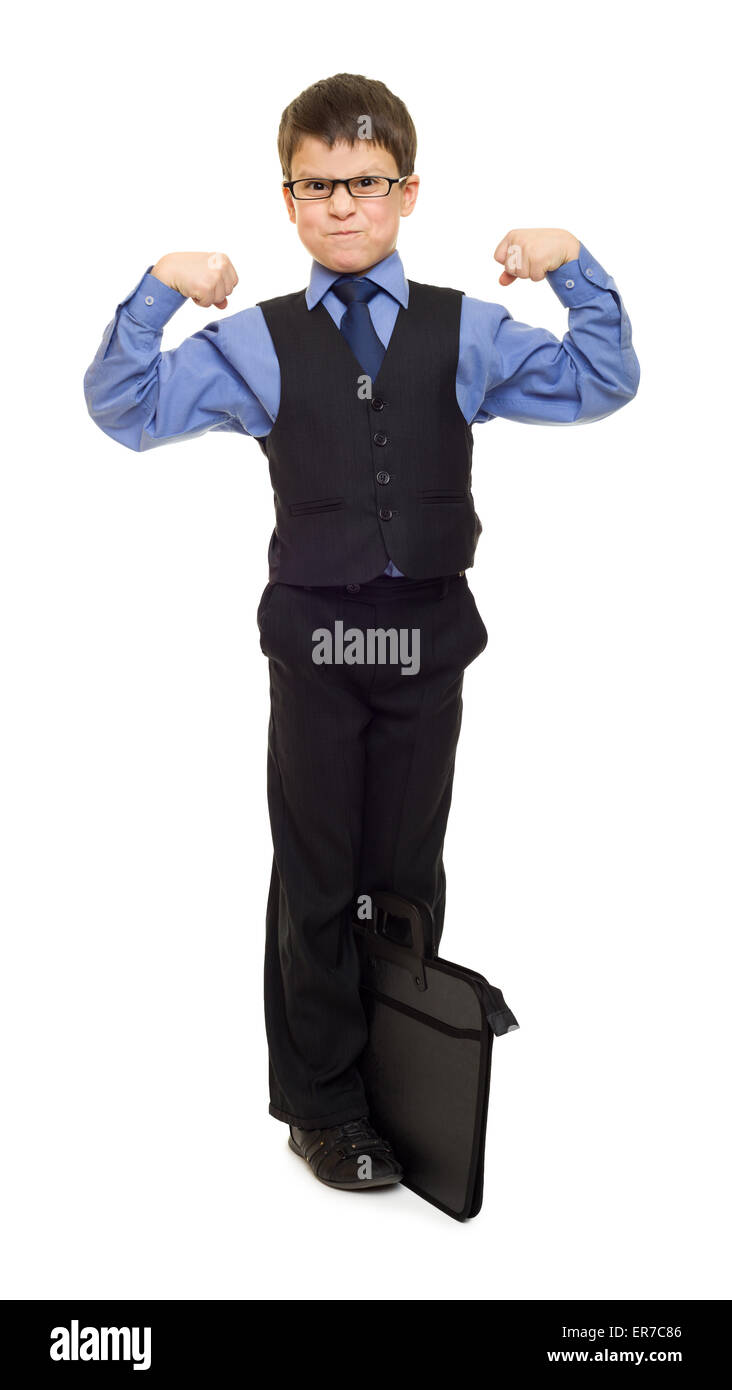 boy in suit with briefcase on white Stock Photo Alamy
