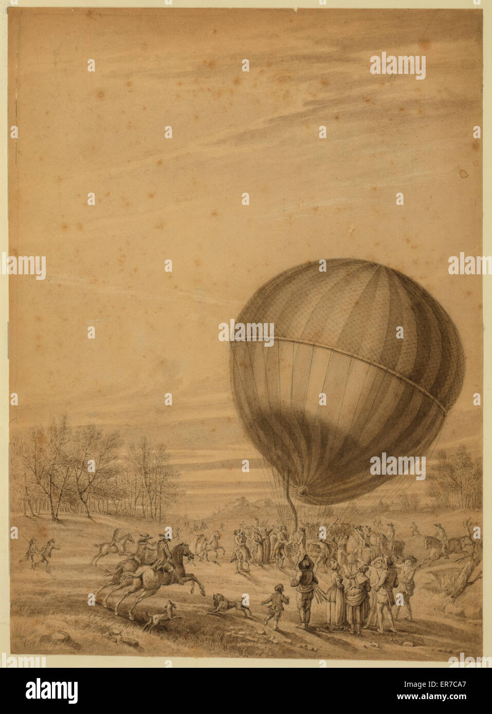 The 'Aerostatic globe' balloon, belonging to Jacques Charles Stock Photo