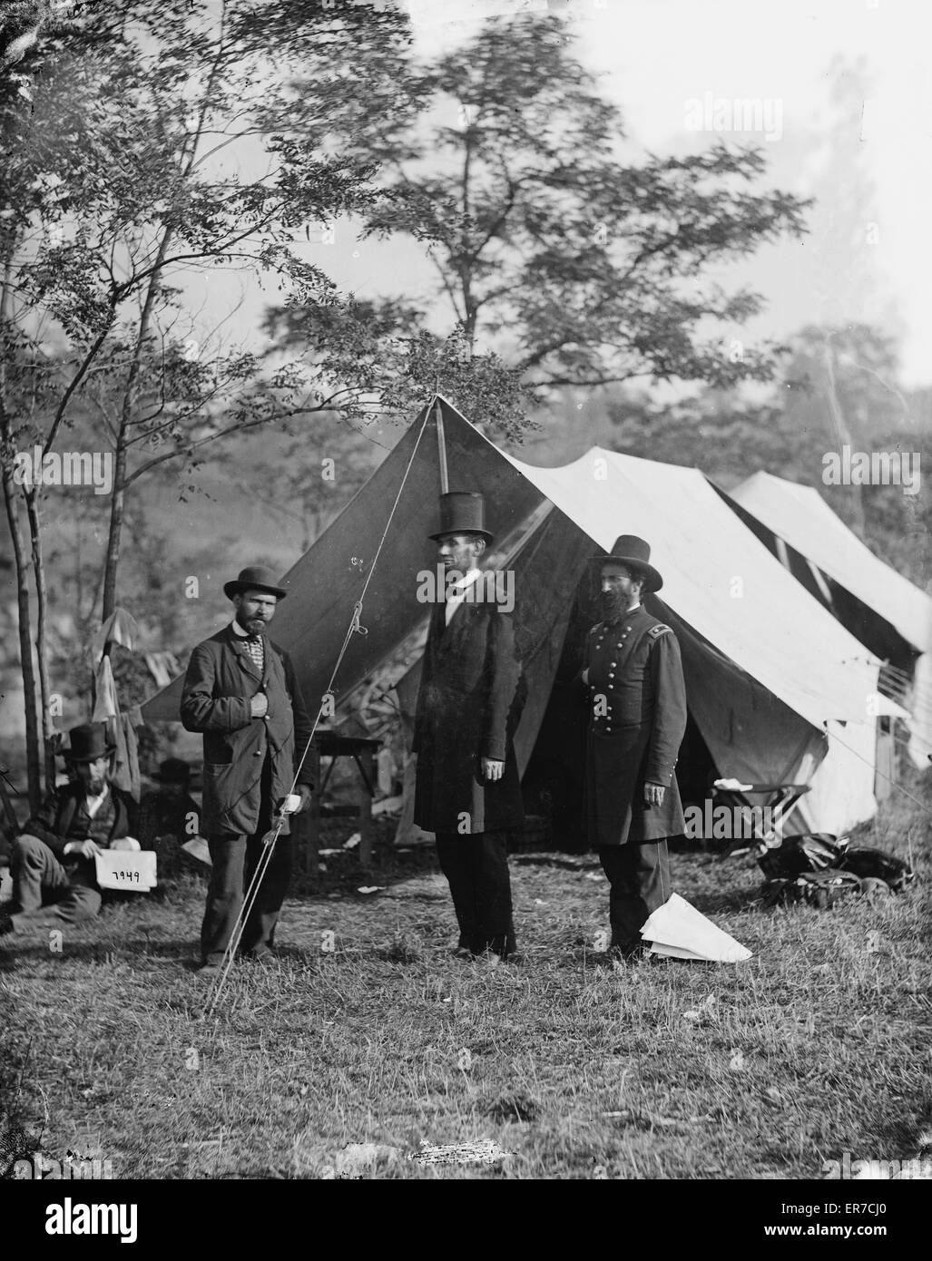 Antietam, Md. Allan Pinkerton, President Lincoln, and Maj. G Stock Photo