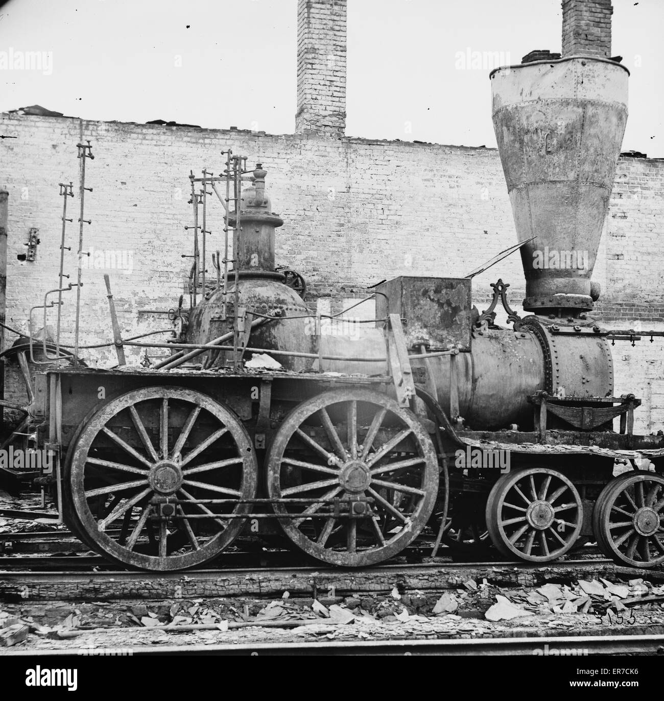 Richmond, Va. Damaged locomotives Stock Photo