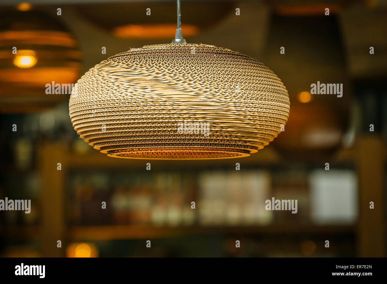 Hanging Lamp Shade in Restaurant, Trinity Shopping Center Leeds Stock Photo