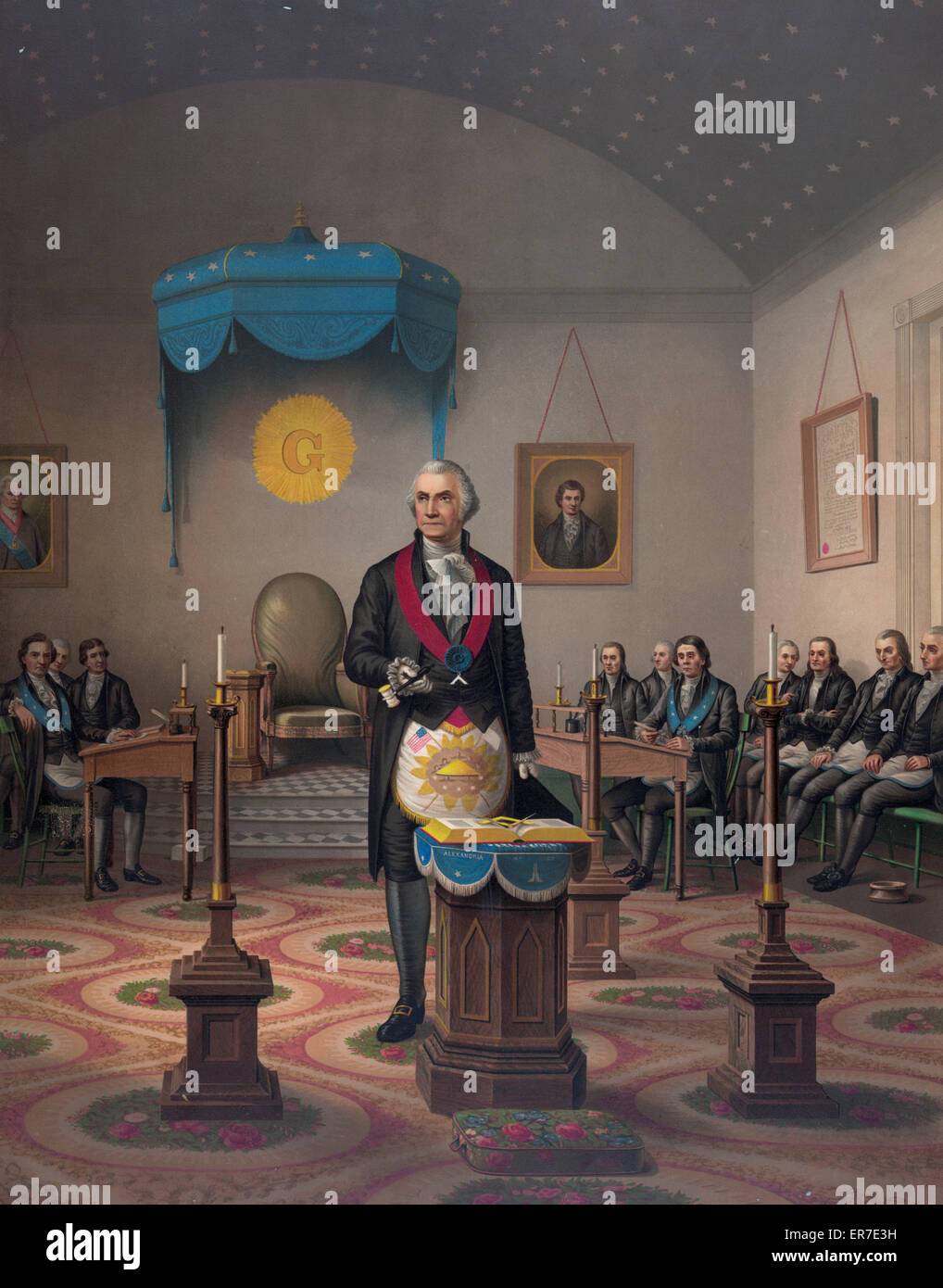 Washington as a master Mason Stock Photo