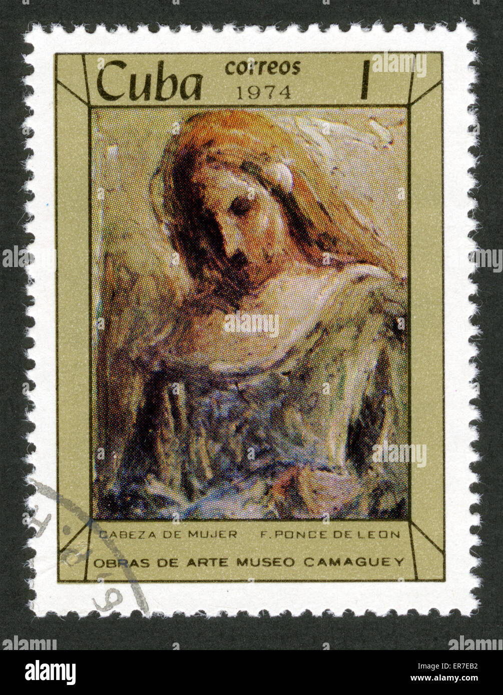 Cuba,1974 year,post mark,stamp,Cuban art, Painting Stock Photo