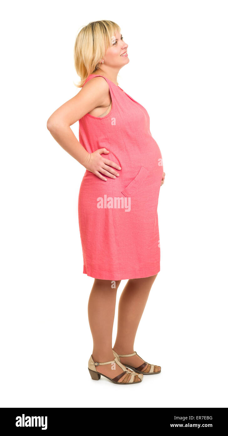 Pregnant woman in red dress hi-res stock photography and images - Alamy