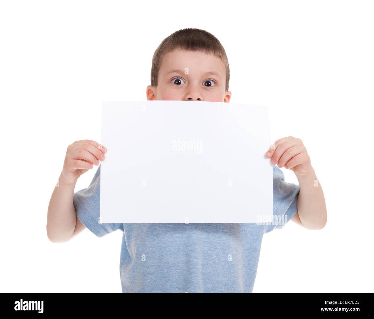 boy with blank sheet paper Stock Photo - Alamy