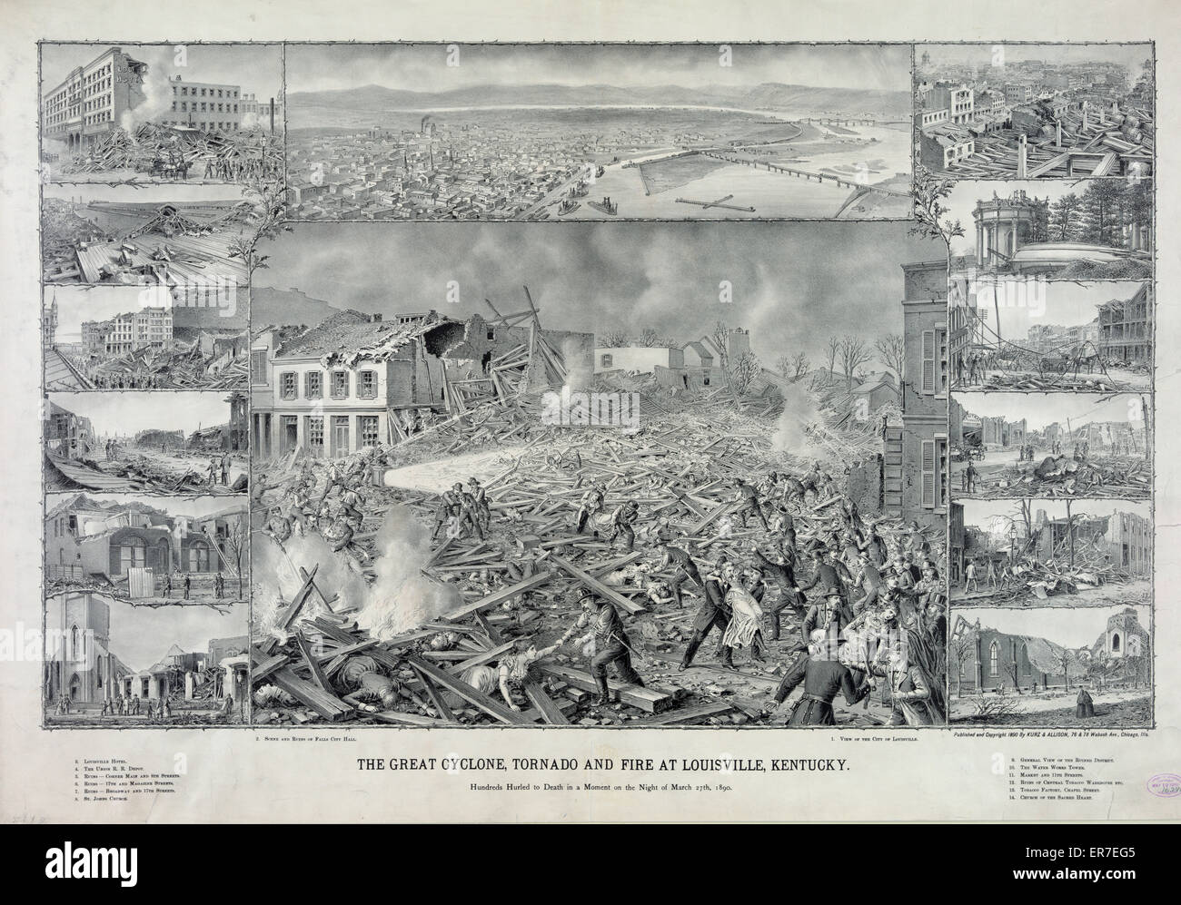 The great cyclone, tornado and fire at Louisville, Kentucky Stock Photo