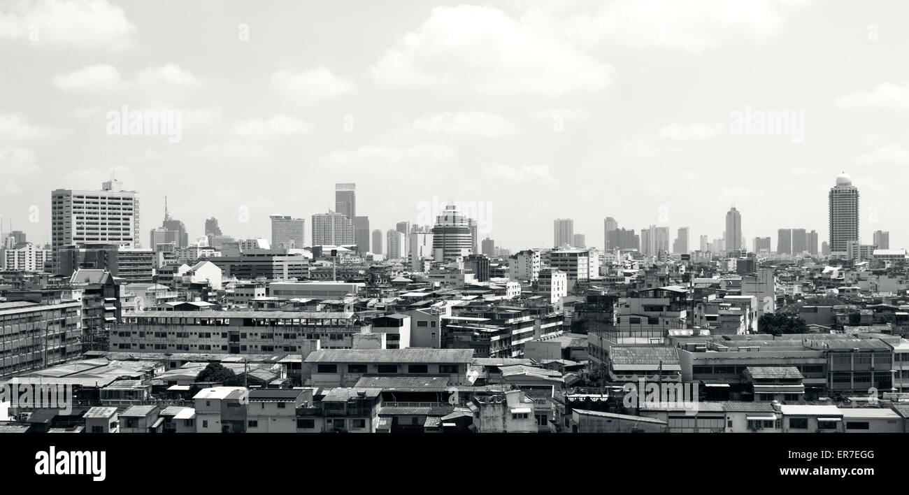 panoramic view of Bangkok city. cityscape monochromatic background Stock Photo