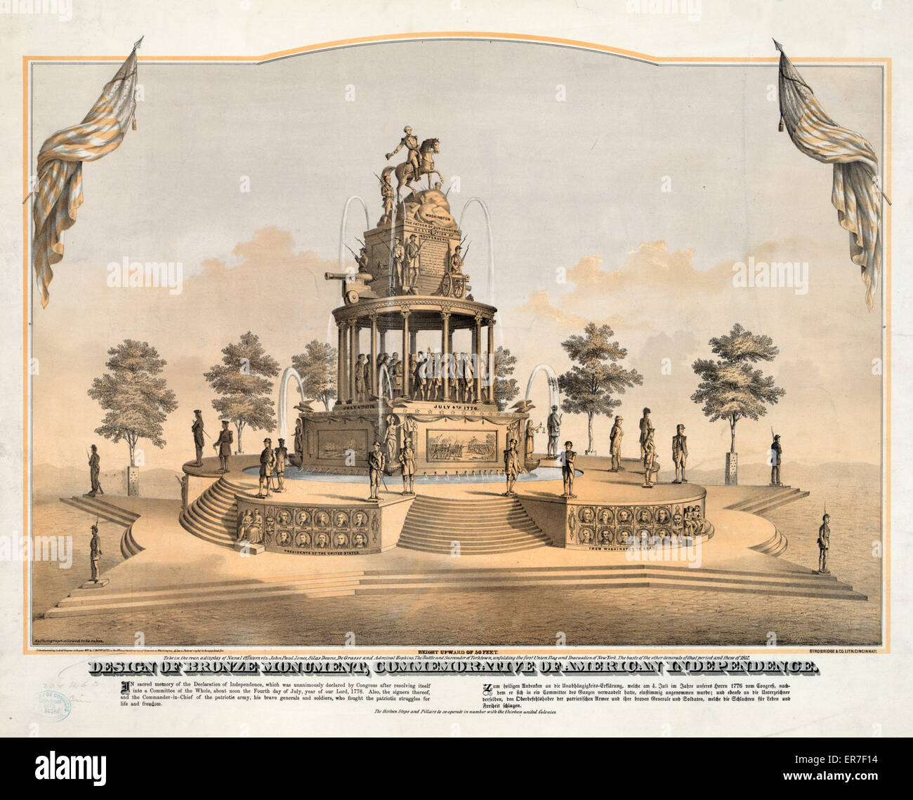 Design of bronze monument, commemorative of American indepen Stock
