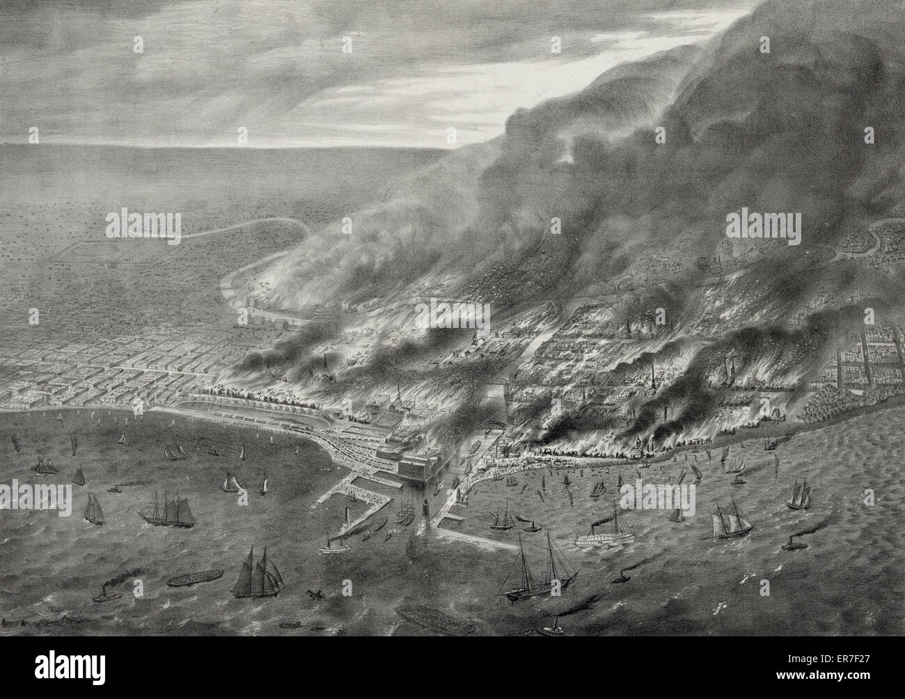 Destruction of Chicago by Fire, Oct. 1871 Stock Photo